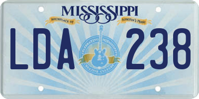MS license plate LDA238