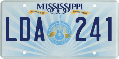 MS license plate LDA241