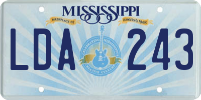 MS license plate LDA243
