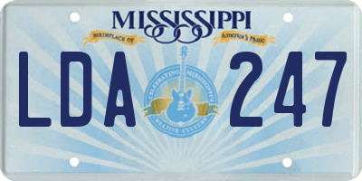 MS license plate LDA247