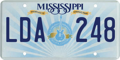 MS license plate LDA248