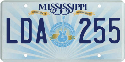 MS license plate LDA255