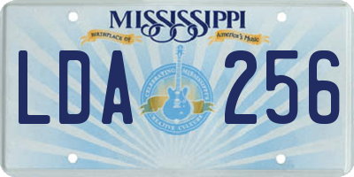 MS license plate LDA256