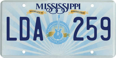 MS license plate LDA259