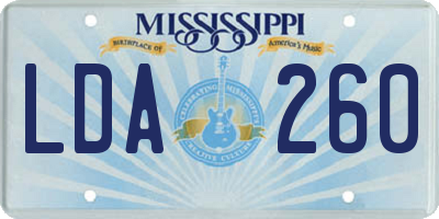 MS license plate LDA260