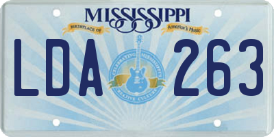 MS license plate LDA263