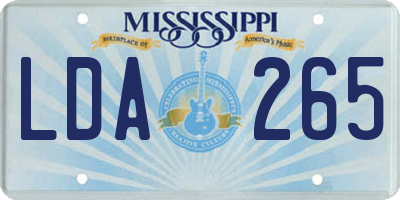 MS license plate LDA265