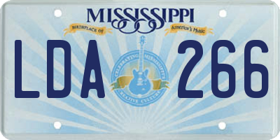 MS license plate LDA266