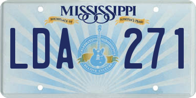 MS license plate LDA271