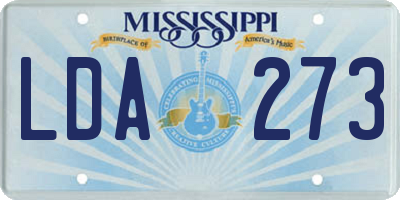 MS license plate LDA273