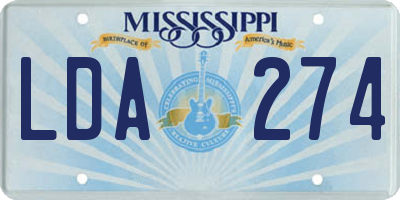 MS license plate LDA274