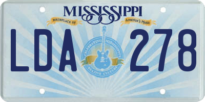 MS license plate LDA278