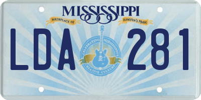 MS license plate LDA281