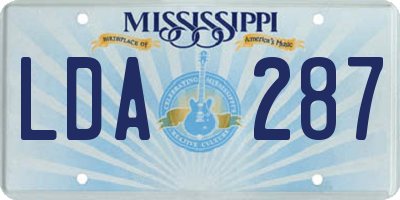 MS license plate LDA287