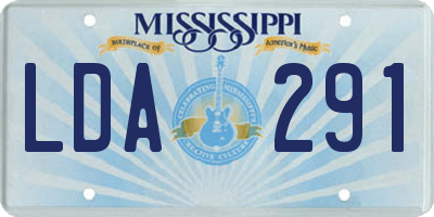 MS license plate LDA291