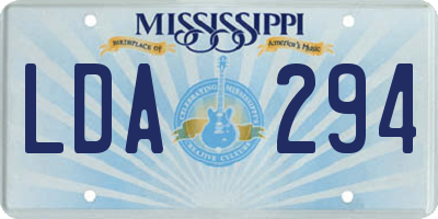 MS license plate LDA294
