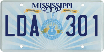 MS license plate LDA301