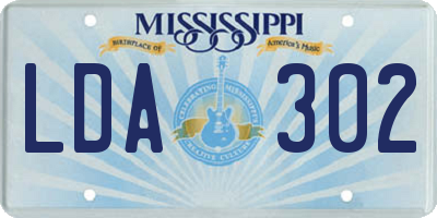 MS license plate LDA302