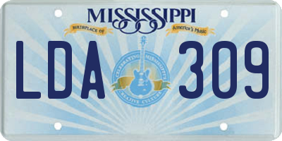 MS license plate LDA309