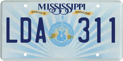 MS license plate LDA311