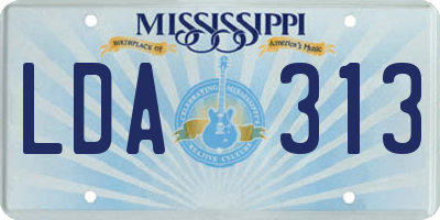 MS license plate LDA313