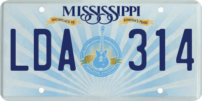 MS license plate LDA314
