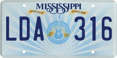 MS license plate LDA316