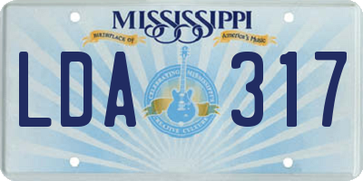 MS license plate LDA317