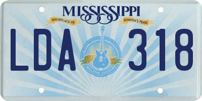 MS license plate LDA318