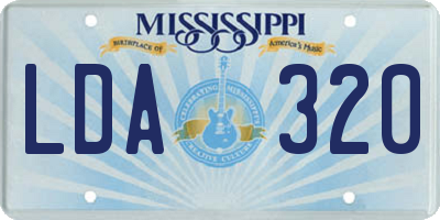 MS license plate LDA320