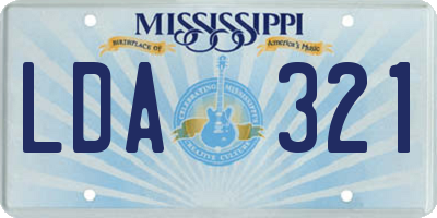 MS license plate LDA321