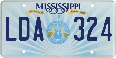 MS license plate LDA324