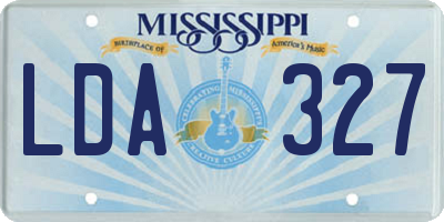 MS license plate LDA327