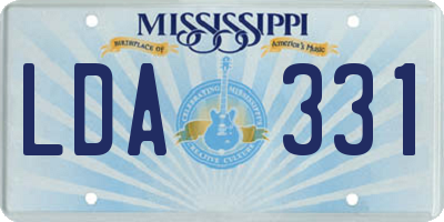 MS license plate LDA331