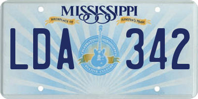 MS license plate LDA342