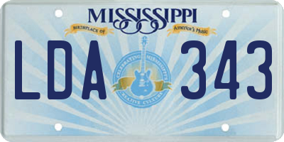 MS license plate LDA343