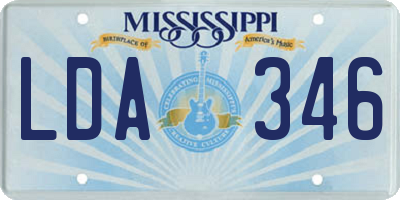 MS license plate LDA346