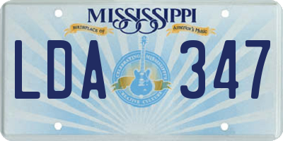 MS license plate LDA347