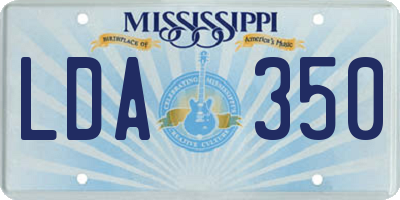 MS license plate LDA350