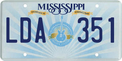 MS license plate LDA351