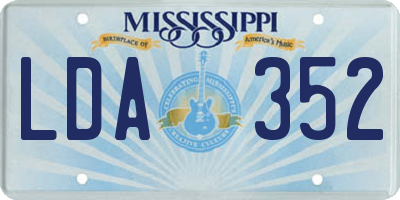 MS license plate LDA352