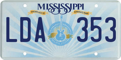 MS license plate LDA353