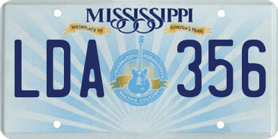 MS license plate LDA356