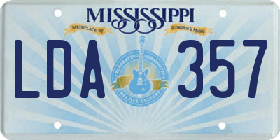 MS license plate LDA357