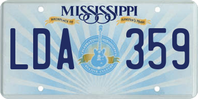 MS license plate LDA359
