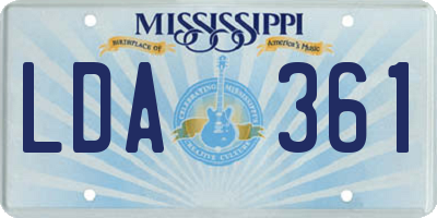 MS license plate LDA361