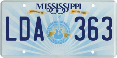MS license plate LDA363