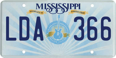 MS license plate LDA366