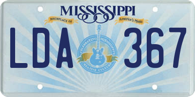 MS license plate LDA367