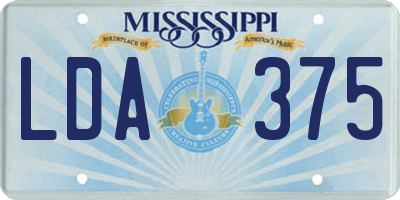 MS license plate LDA375